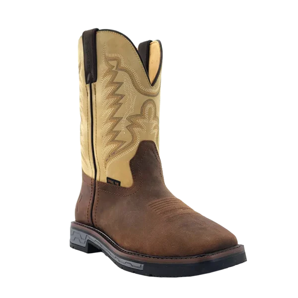 R Watson | Men's Cowhide Wide Square 11" Steel Toe Work Boot - WALNUT