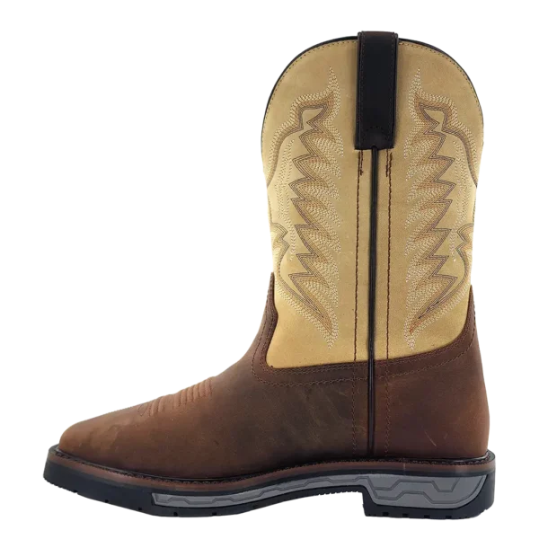 R Watson | Men's Cowhide Wide Square 11" Steel Toe Work Boot - WALNUT