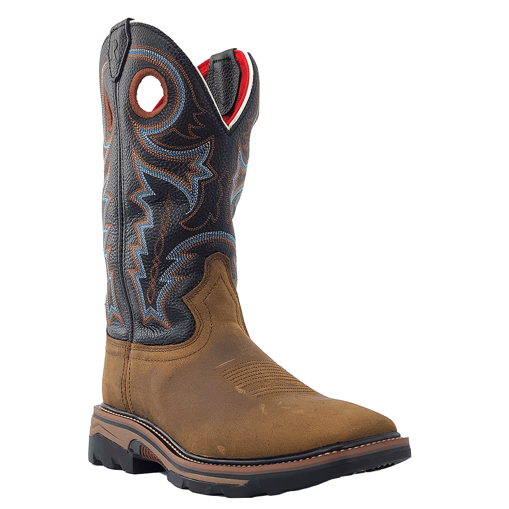 R Watson | Men's Buffalo Wide Square 12" Waterproof Work Boot - COFFEE DISTRESSED