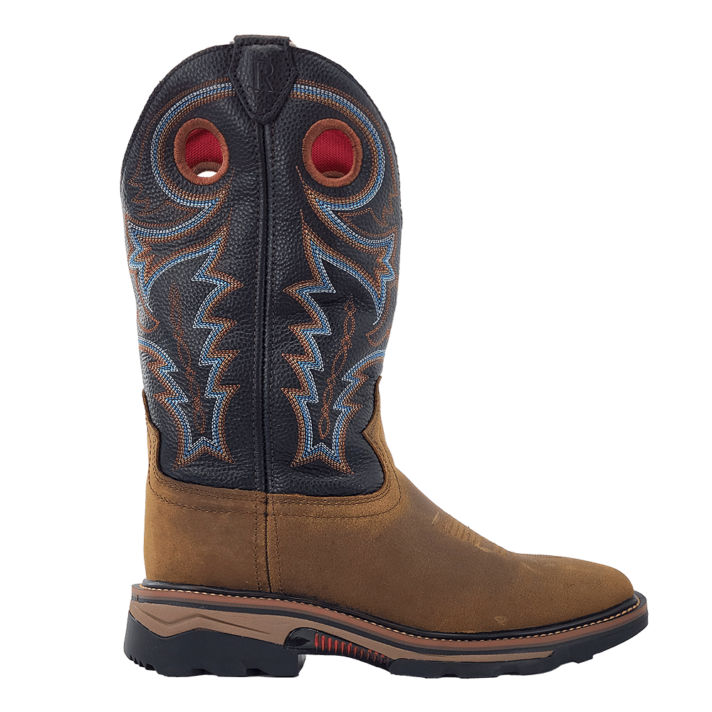 R Watson | Men's Buffalo Wide Square 12" Waterproof Work Boot - COFFEE DISTRESSED