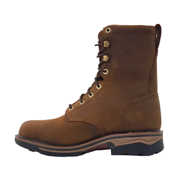 R Watson | Men's Cowhide Wide Round 8" Waterproof Work Boot - PEANUT