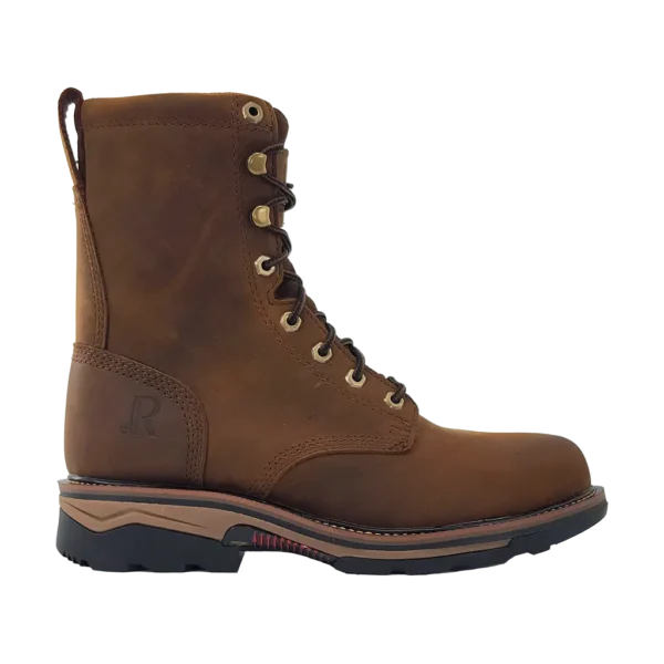 R Watson | Men's Cowhide Wide Round 8" Waterproof Work Boot - PEANUT