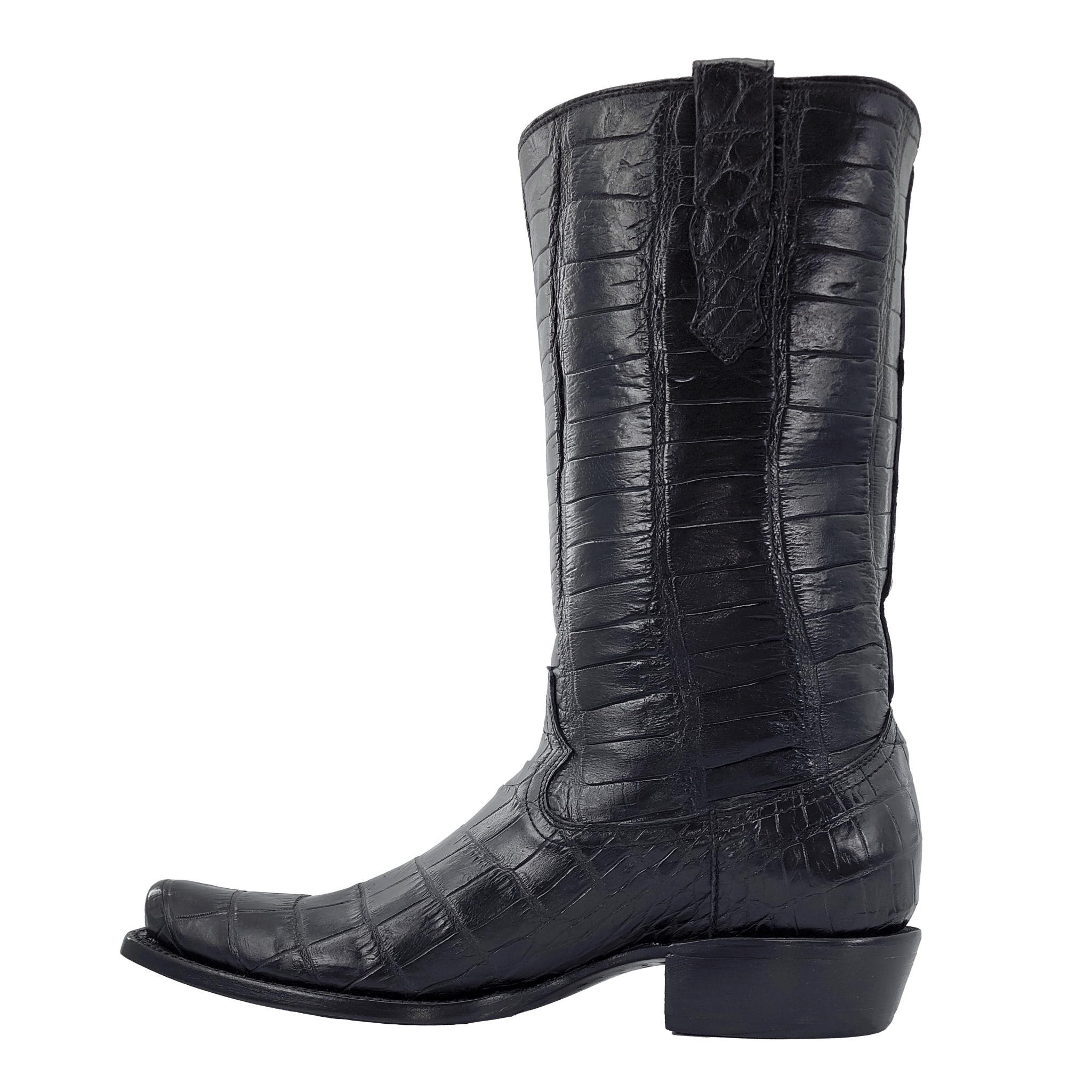 R Watson | Men's American Alligator Narrow Square 13"- BLACK