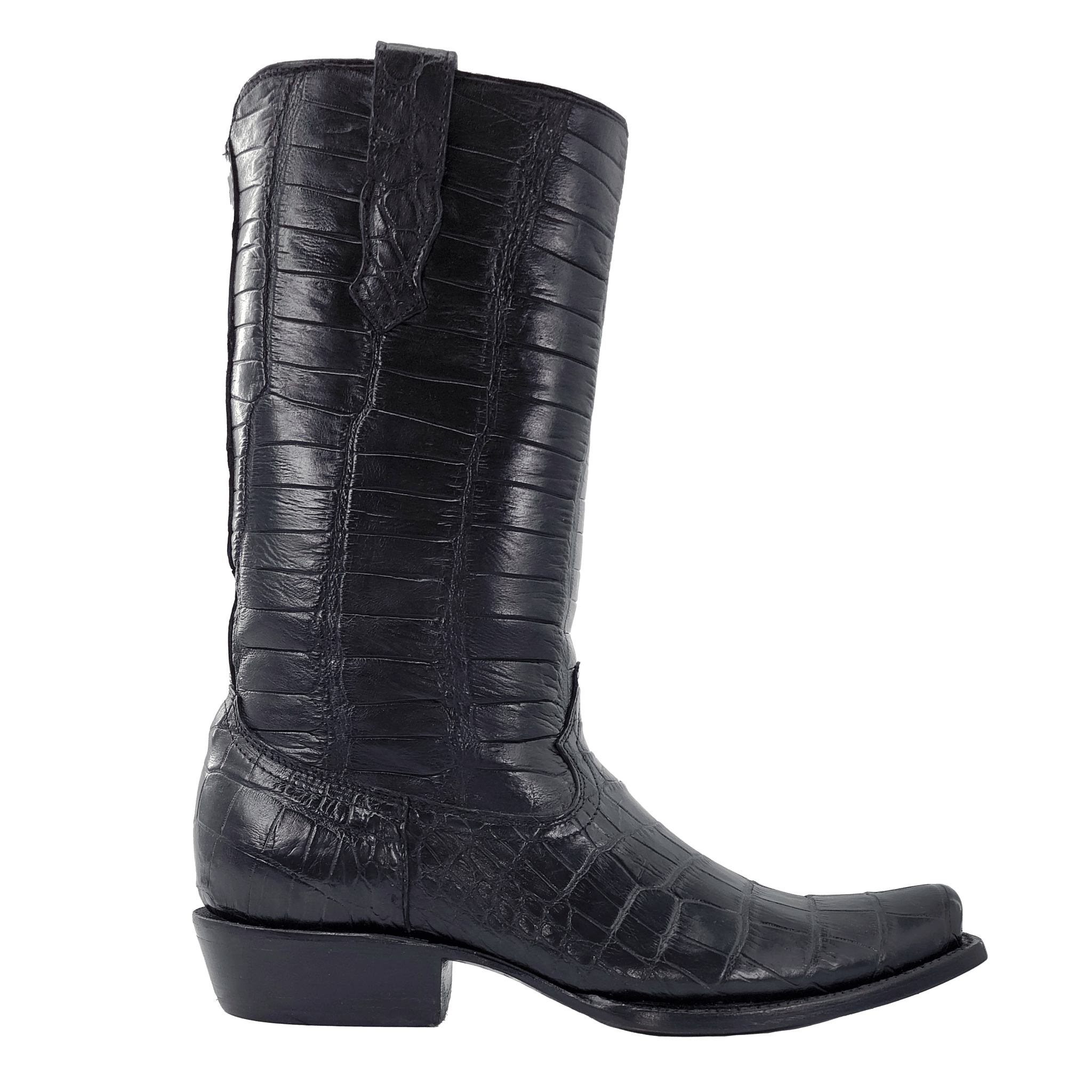 R Watson | Men's American Alligator Narrow Square 13"- BLACK