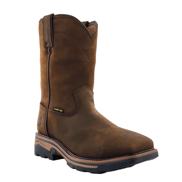 R Watson | Men's Cowhide Wide Square 10" Waterproof Work Boot - DARK EARTH