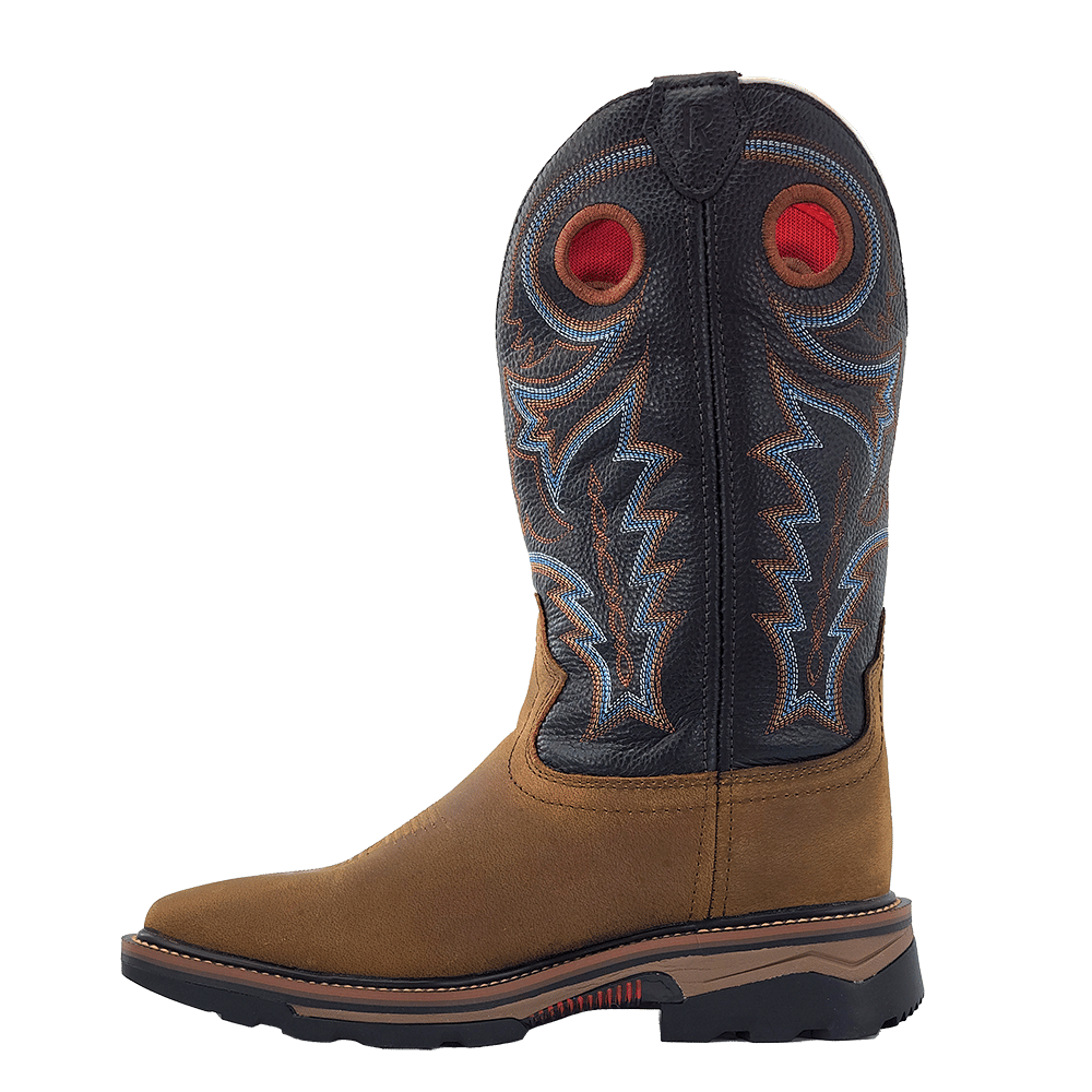 R Watson | Men's Buffalo Wide Square 12" Steel Toe/Waterproof Work Boot - COFFEE DISTRESSED