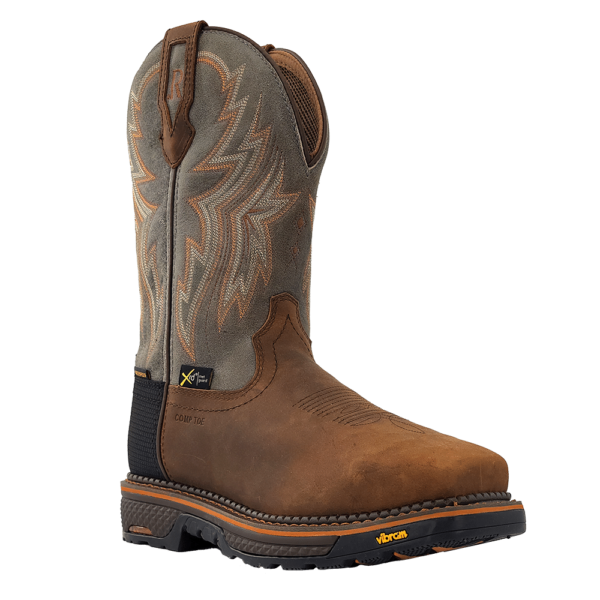 R Watson | Men's Cowhide Wide Square 12" Composite Toe / Waterproof Work Boot - HAZEL BAY