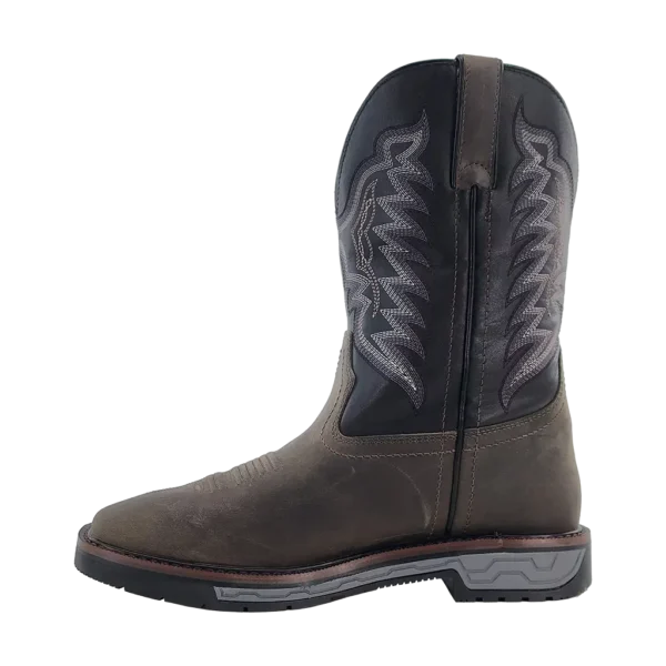 R Watson | Men's Cowhide Wide Square 11" Work Boot - VINTAGE STEEL