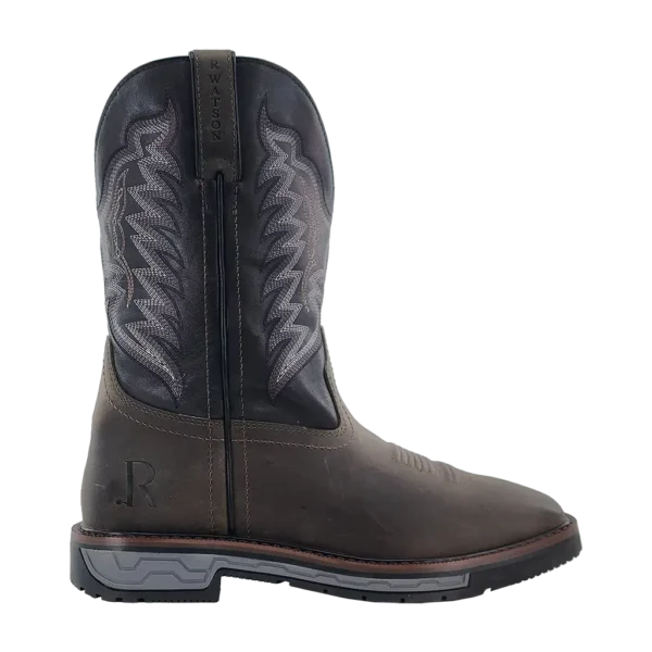 R Watson | Men's Cowhide Wide Square 11" Work Boot - VINTAGE STEEL