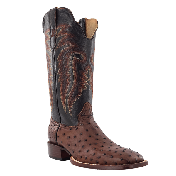 R Watson | Men's Full Quill Ostrich Wide Square 13"- KANGO TOBAC BRUCIATO