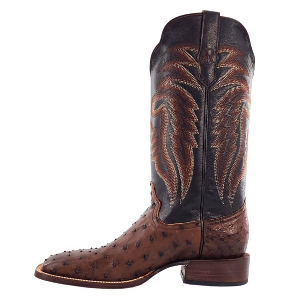 R Watson | Men's Full Quill Ostrich Wide Square 13"- KANGO TOBAC BRUCIATO