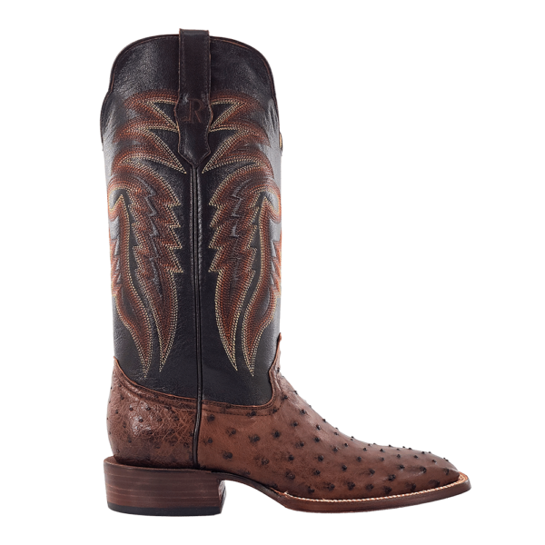 R Watson | Men's Full Quill Ostrich Wide Square 13"- KANGO TOBAC BRUCIATO